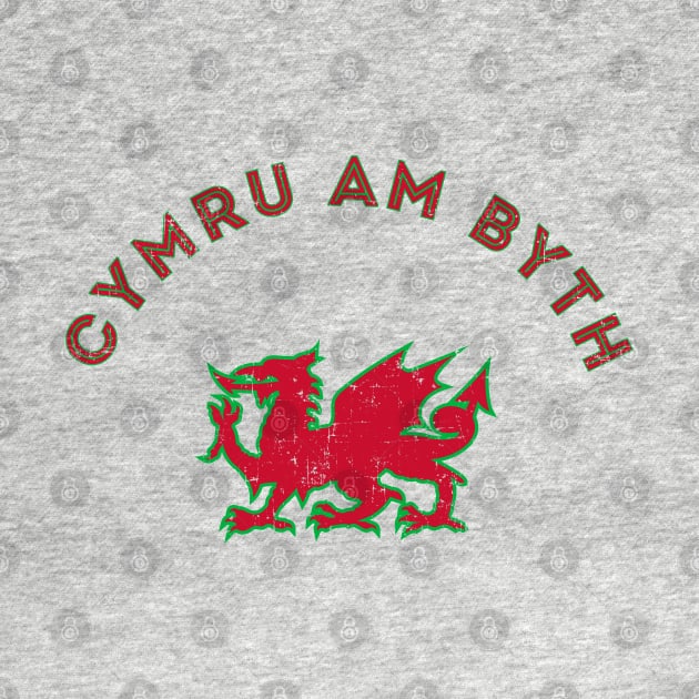 Dragon of Wales UK - Cymru Am Byth seal - symbol - logo emblem retro vintage by vlada123